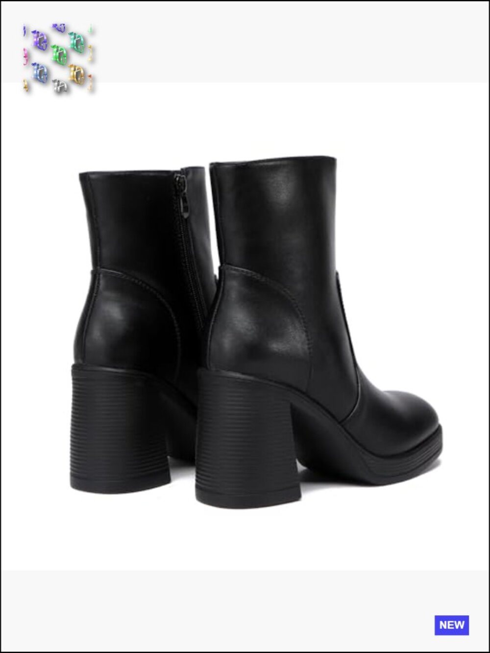 Platform Gogo Ankle Boots Square Toe Chunky Block Heel Zipper Side - Picture 6 of 7
